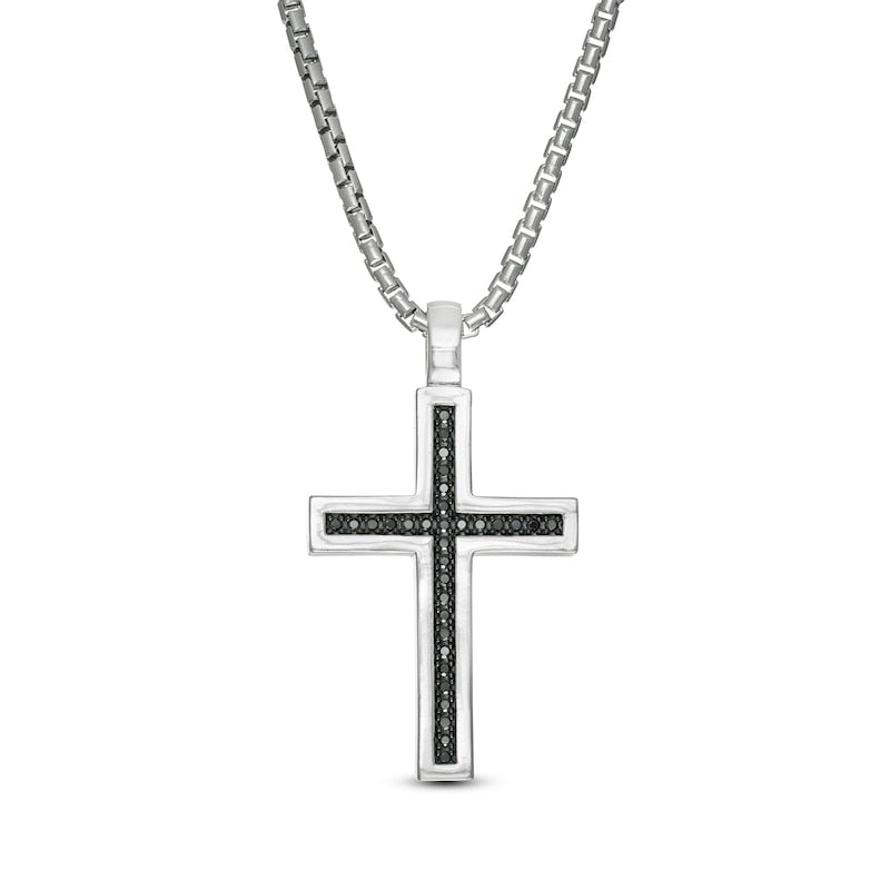 Mother's Day Gift Vera Wang Men 1/4 CT. T.W. Black Diamond Cross Pendant-Engravingift
