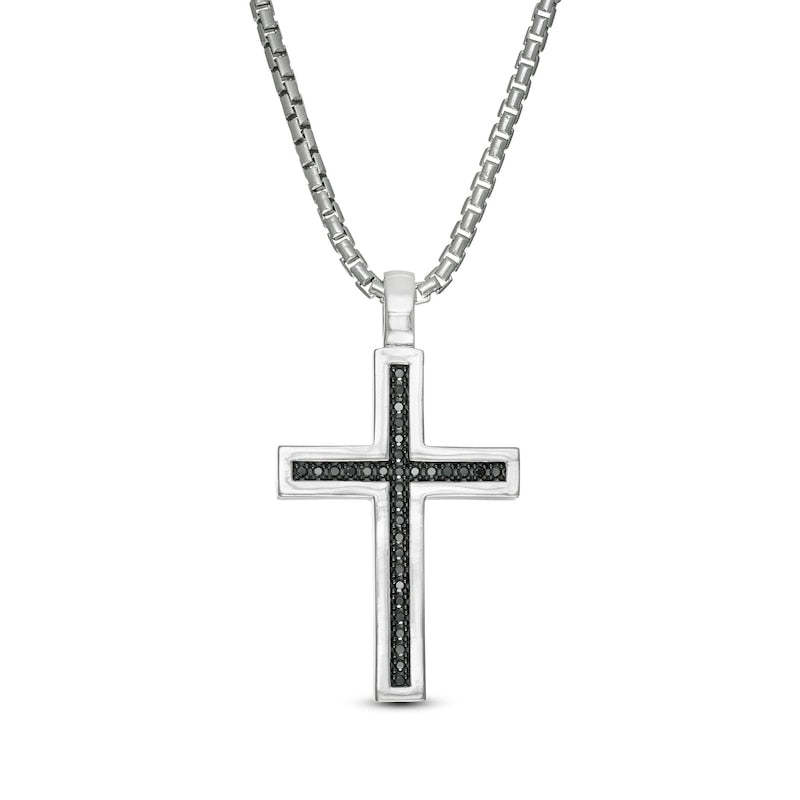Mother's Day Gift Vera Wang Men 1/4 CT. T.W. Black Diamond Cross Pendant-Engravingift