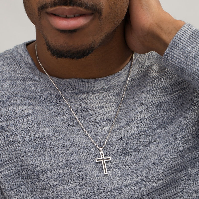 Mother's Day Gift Vera Wang Men 1/4 CT. T.W. Black Diamond Cross Pendant-Engravingift