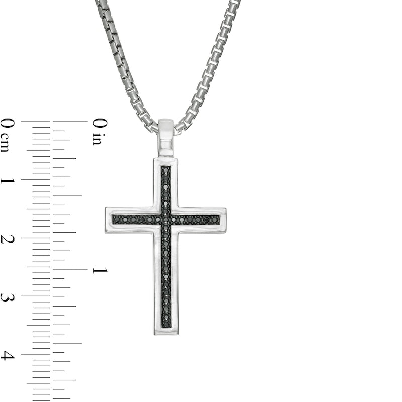 Mother's Day Gift Vera Wang Men 1/4 CT. T.W. Black Diamond Cross Pendant-Engravingift