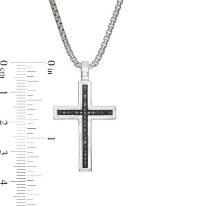 Mother's Day Gift Vera Wang Men 1/4 CT. T.W. Black Diamond Cross Pendant-Engravingift