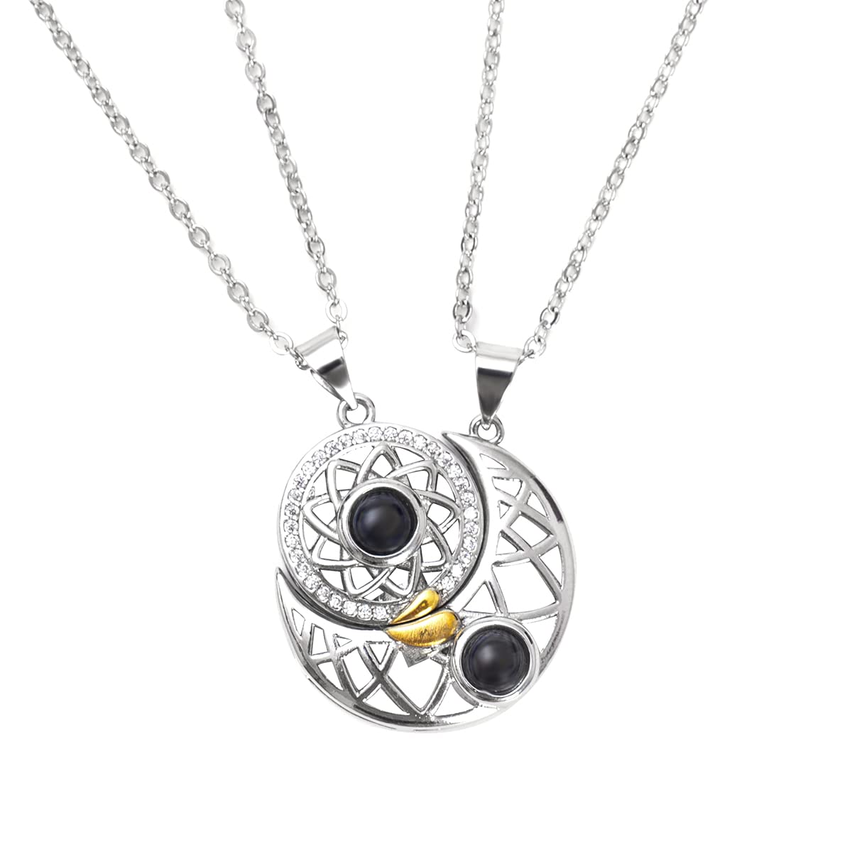 Mother's Day Gift SHIPS 24-HOURS Magnetic Couple Diamond "I Love You" in 100 Languages-2 Necklaces set-Engravingift