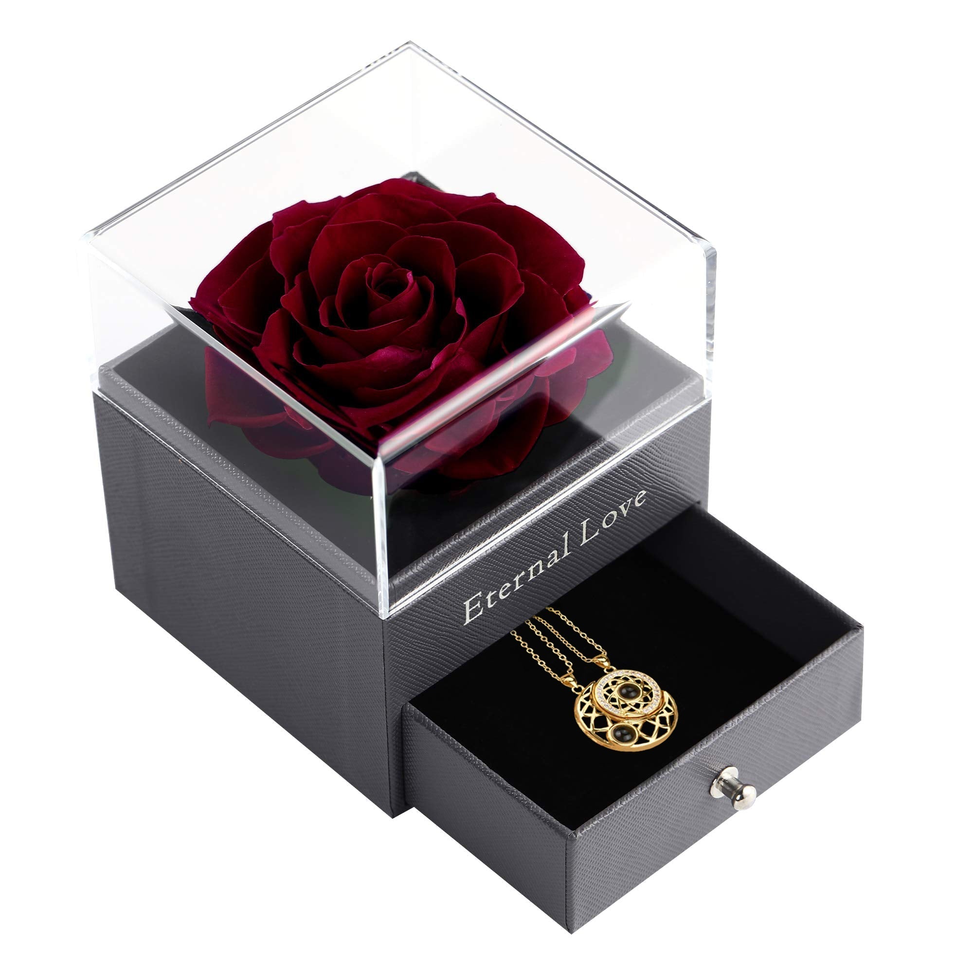 Mother's Day Gift SHIPS 24-HOURS Magnetic Couple Diamond "I Love You" in 100 Languages-2 Necklaces set-Engravingift