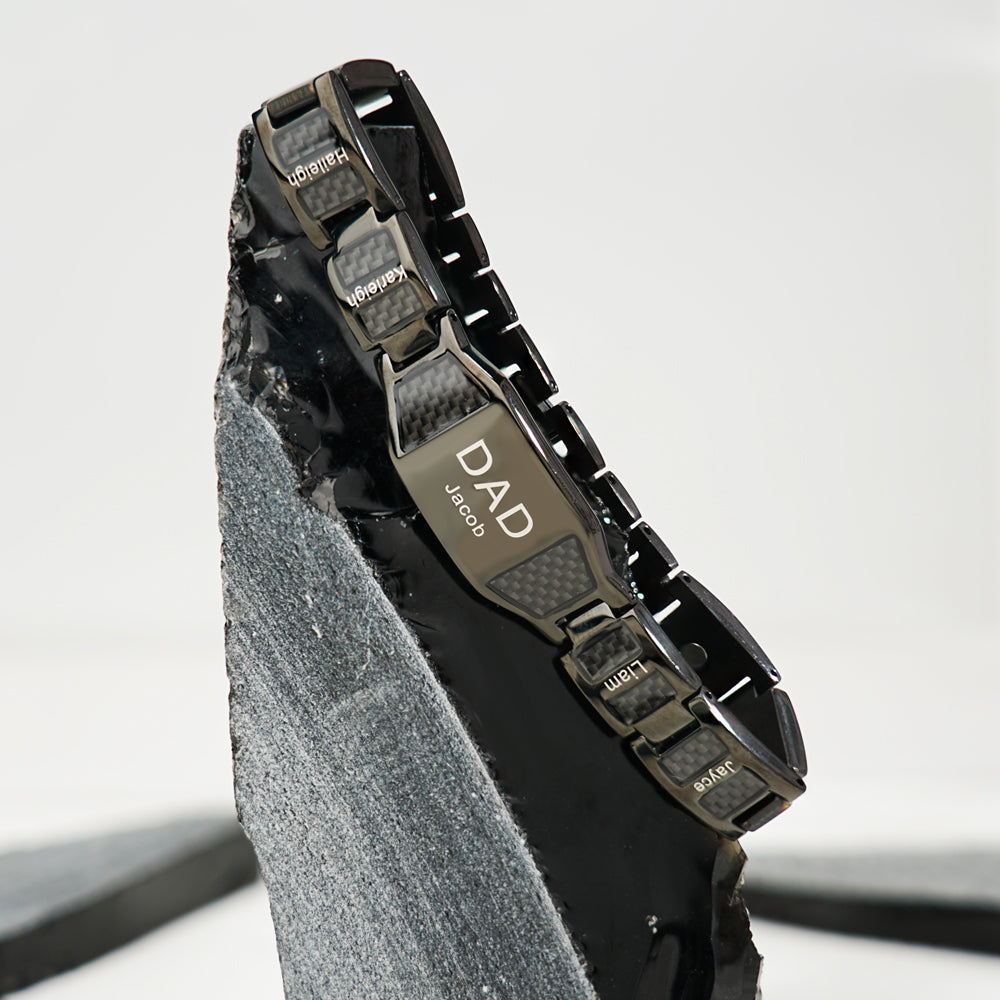 Father's Day Gift Personalized Men Magnetic Therapy Bracelet with Effective 4 Elements Stones