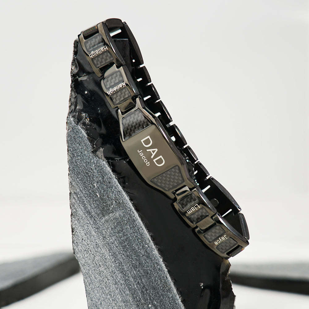 Father's Day Gift Personalized Men Magnetic Therapy Bracelet with Effective 4 Elements Stones
