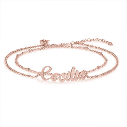 Mother's Day Gift Personalized Name Anklet Custom Double Layers Anklet-Engravingift