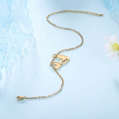 Mother's Day Personalized Anklet with Heart Charms Engraved Name Anklet for Women-Engravingift