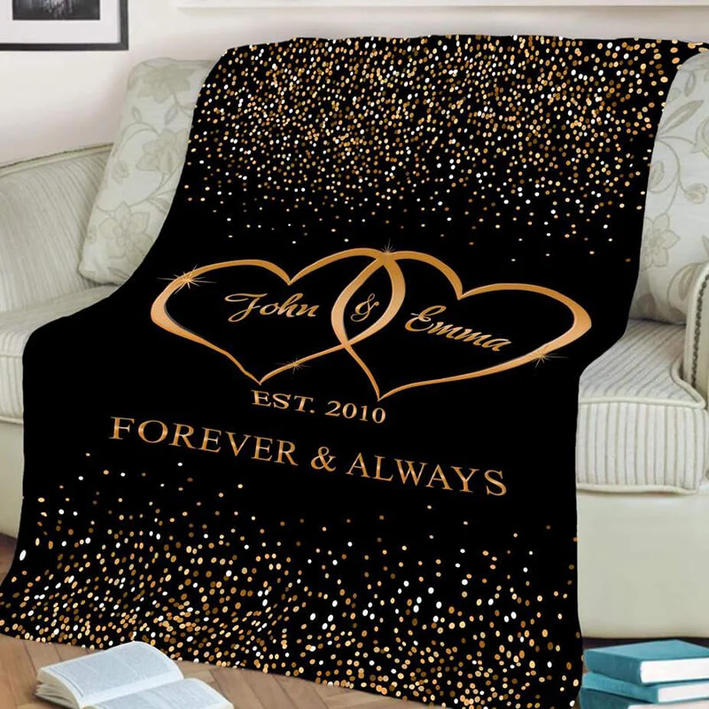 Personalized Couple Blanket Engrave Name Romantic Gift