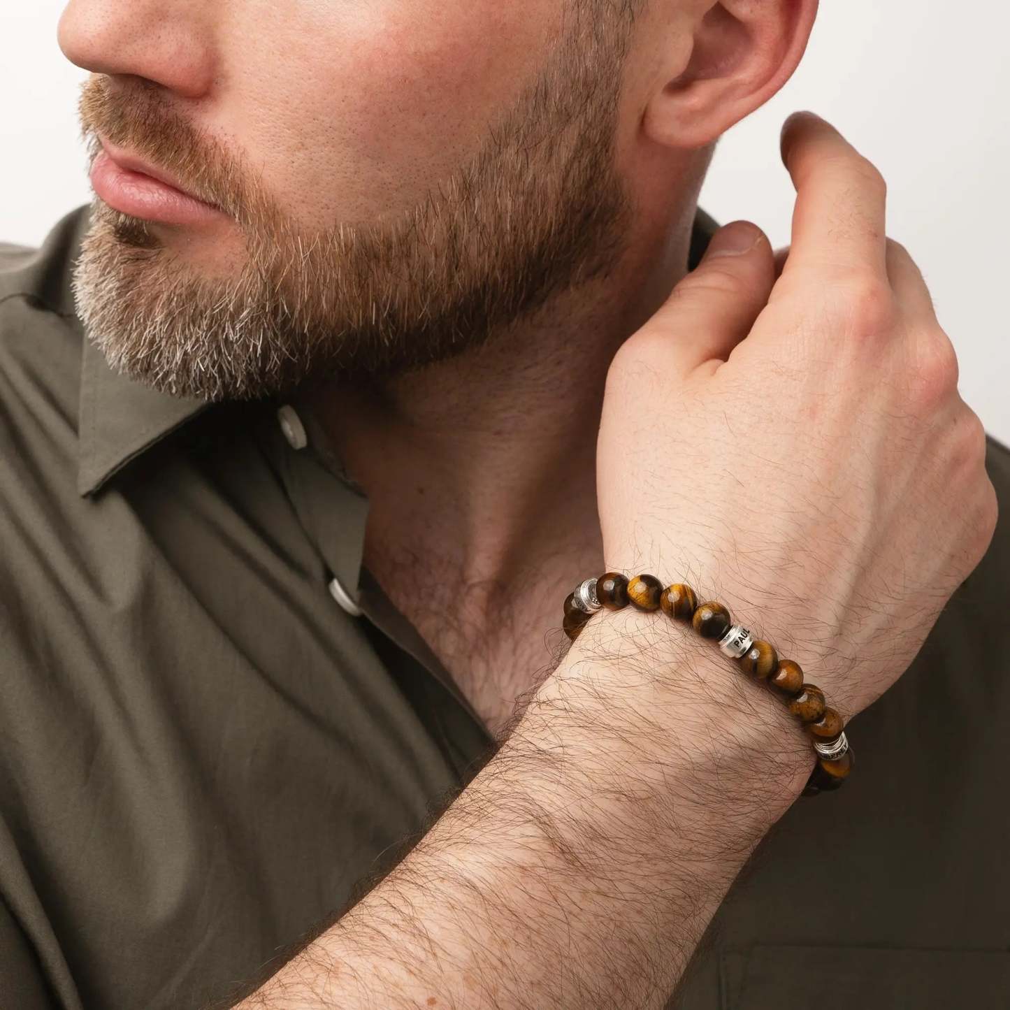 Father's Day Gift Personalized Tiger Eye Bracelet for Men