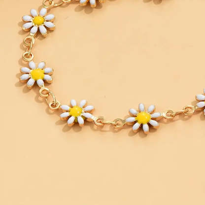 Mother's Day Oil Flower Beads Chain Anklet Alloy Ankle Bracelet-Engravingift
