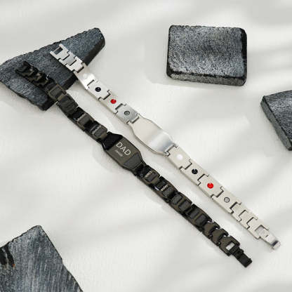 Father's Day Gift Personalized Men Magnetic Therapy Bracelet with Effective 4 Elements Stones