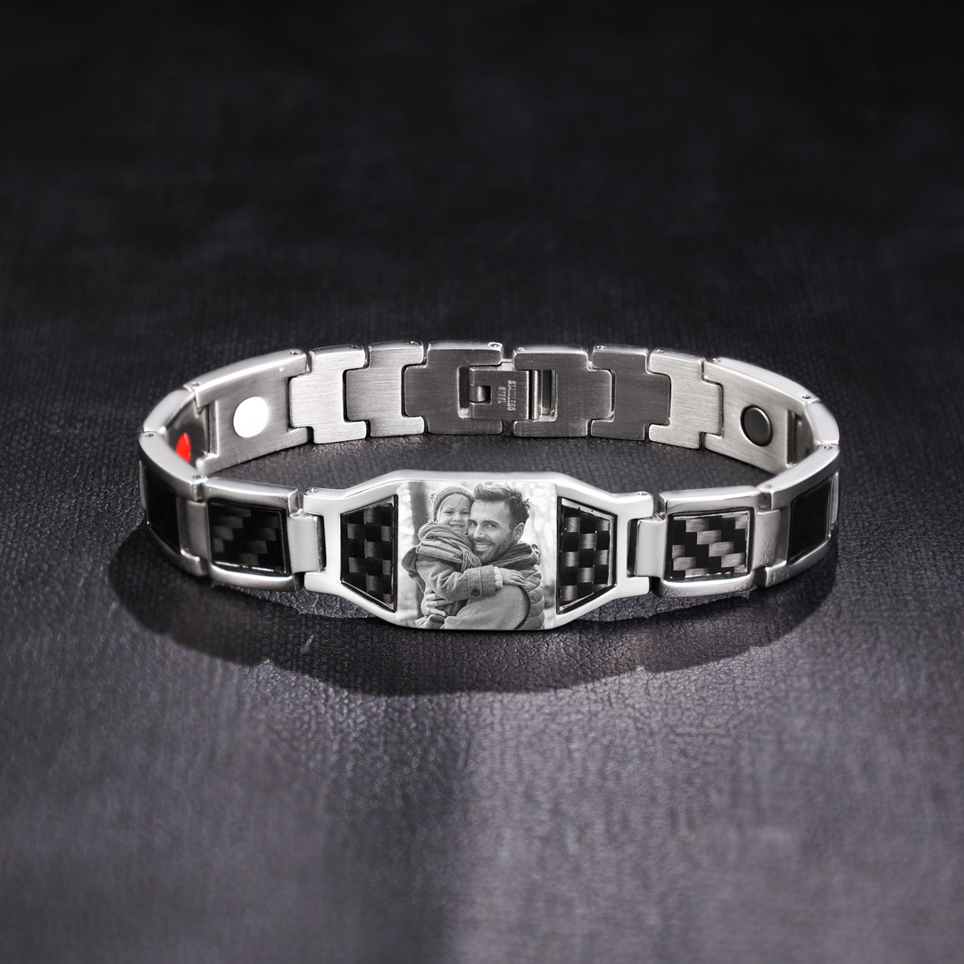 Custom Men Magnetic Bracelet Personalized Photo Bracelet for Him