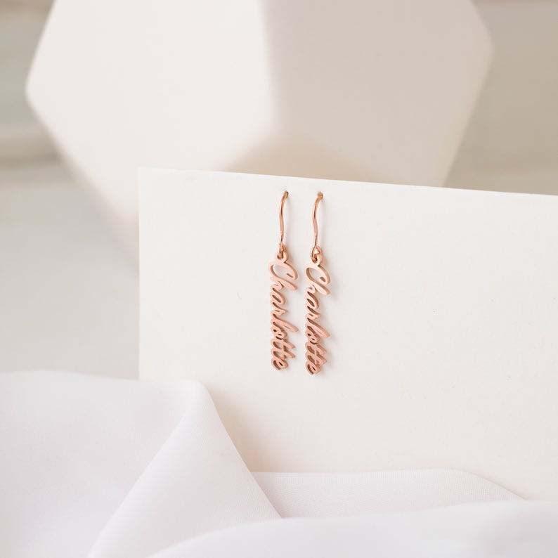 Mother's Day Gift Personalized Name Drop Earrings Gifts for Her-Engravingift