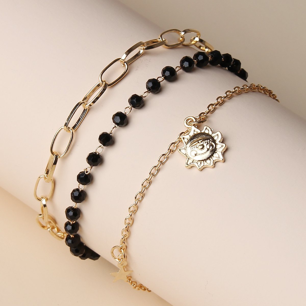 Cuba Chain Anklet Sun Moon Anklet Fashion Jewelry for Women-Engravingift