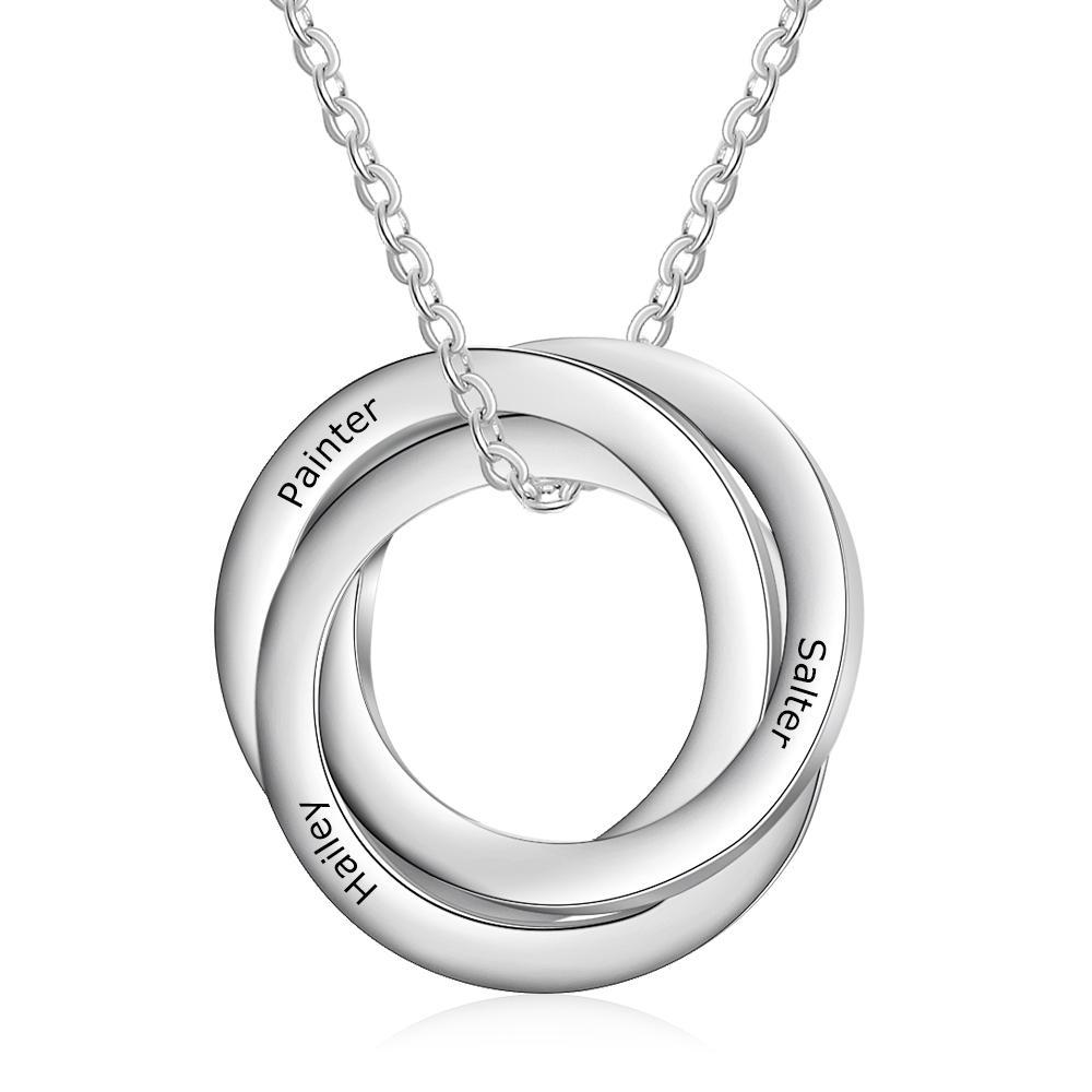 Russian Ring Necklace Engraved Interlocking Rings Necklace Personalize