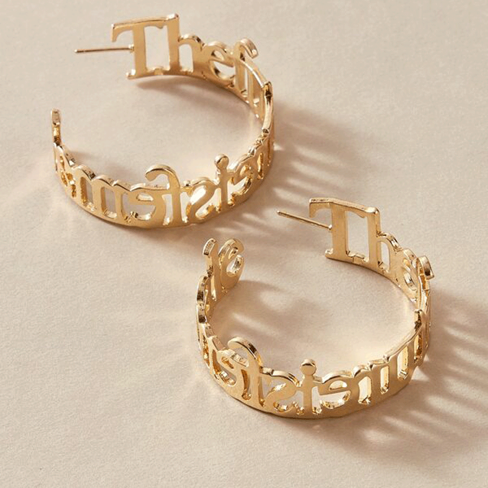 Mother's Day Gift Personalized Name Cuff Hoop Earrings Gifts for Her-Engravingift