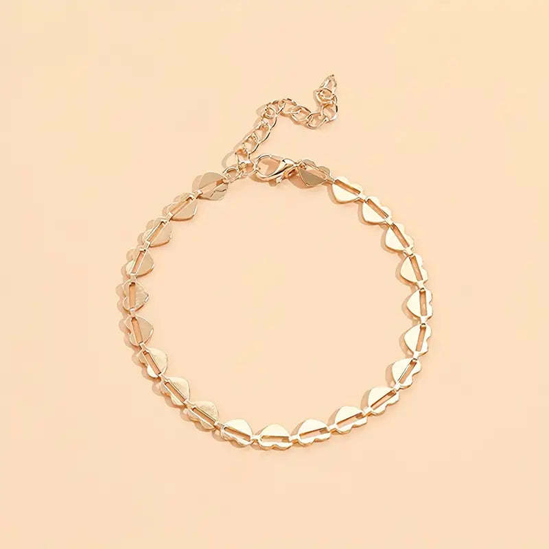 Mother's Day 5 Pcs Stackable Chain Anklet Set With Key Shape Tassel Pendant Inlaid Shiny Rhinestones-Engravingift