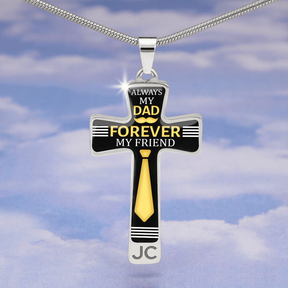 Father's Day Gift Always My Dad - Graphic Cross Necklace-Engravingift