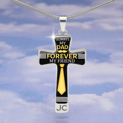 Father's Day Gift Always My Dad - Graphic Cross Necklace-Engravingift
