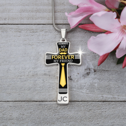 Father's Day Gift Always My Dad - Graphic Cross Necklace-Engravingift