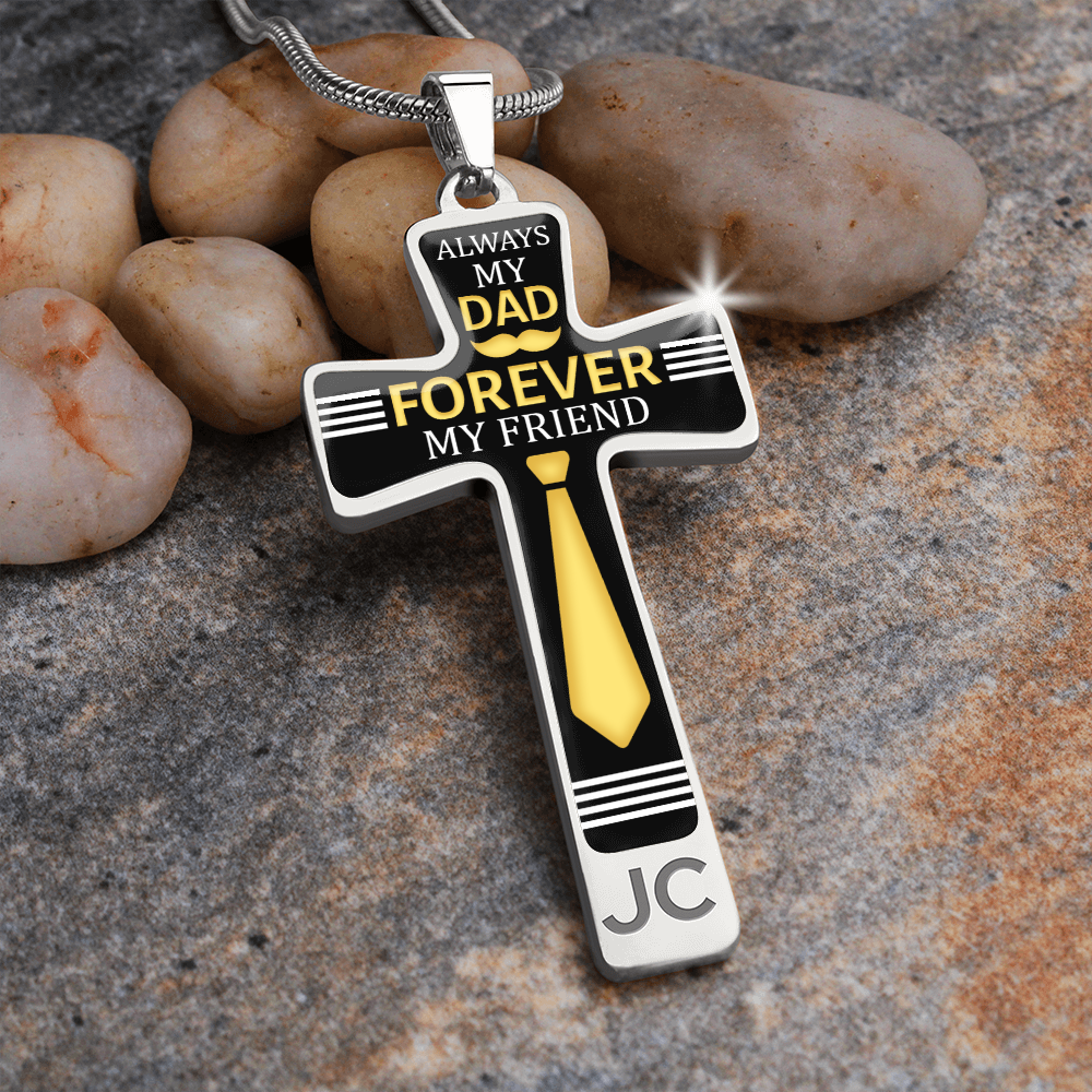 Father's Day Gift Always My Dad - Graphic Cross Necklace-Engravingift