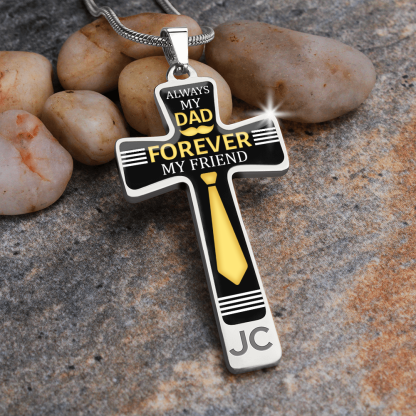 Father's Day Gift Always My Dad - Graphic Cross Necklace-Engravingift