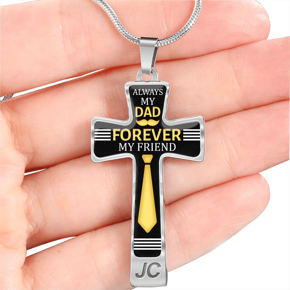 Father's Day Gift Always My Dad - Graphic Cross Necklace-Engravingift