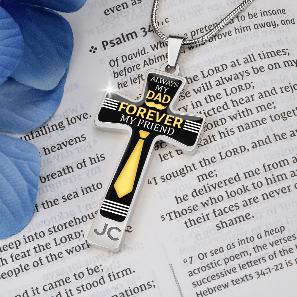 Father's Day Gift Always My Dad - Graphic Cross Necklace-Engravingift