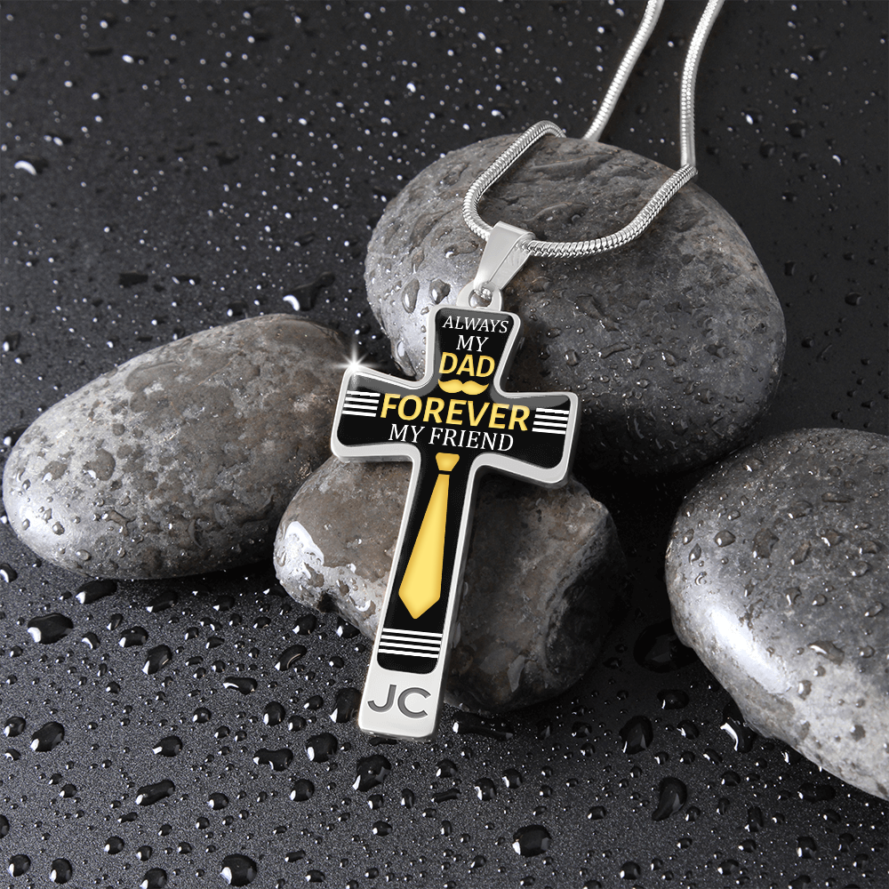 Father's Day Gift Always My Dad - Graphic Cross Necklace-Engravingift