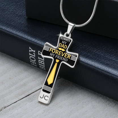 Father's Day Gift Always My Dad - Graphic Cross Necklace-Engravingift