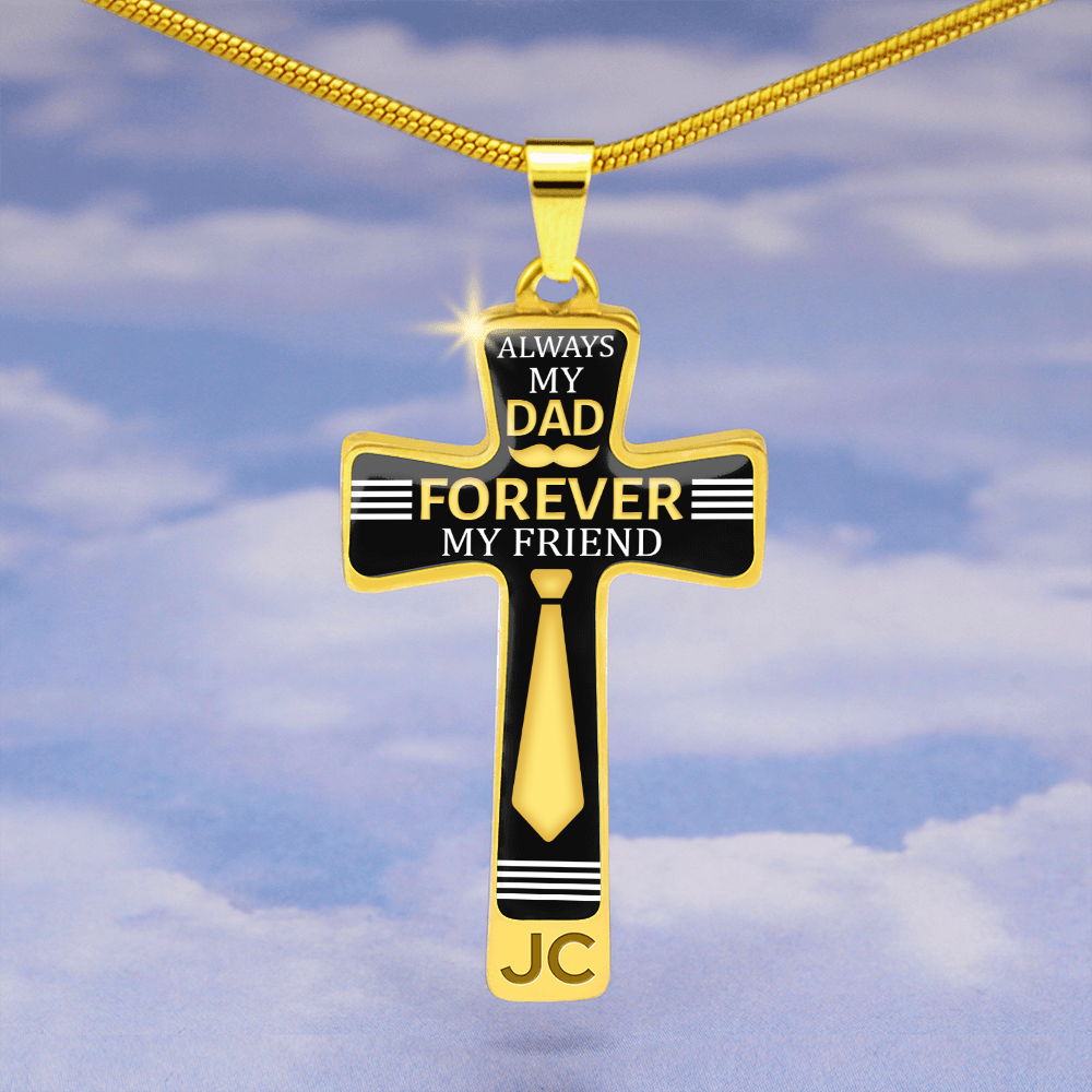 Father's Day Gift Always My Dad - Graphic Cross Necklace-Engravingift