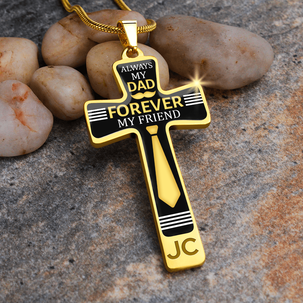Father's Day Gift Always My Dad - Graphic Cross Necklace-Engravingift