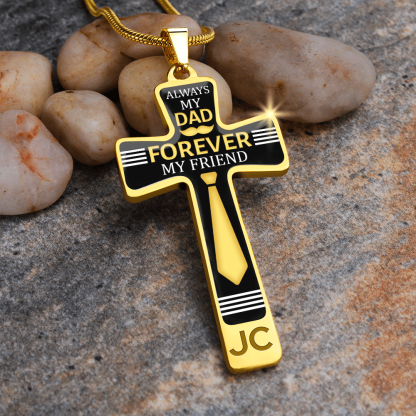 Father's Day Gift Always My Dad - Graphic Cross Necklace-Engravingift
