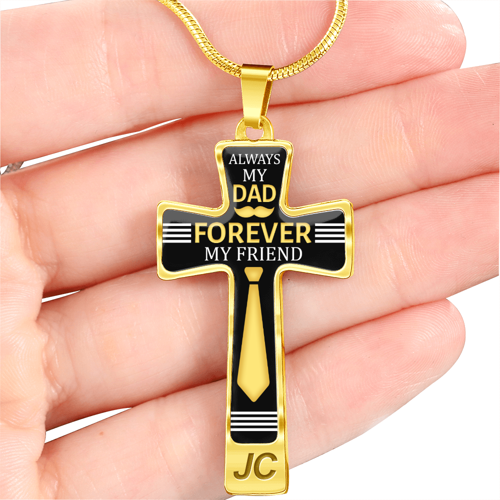 Father's Day Gift Always My Dad - Graphic Cross Necklace-Engravingift