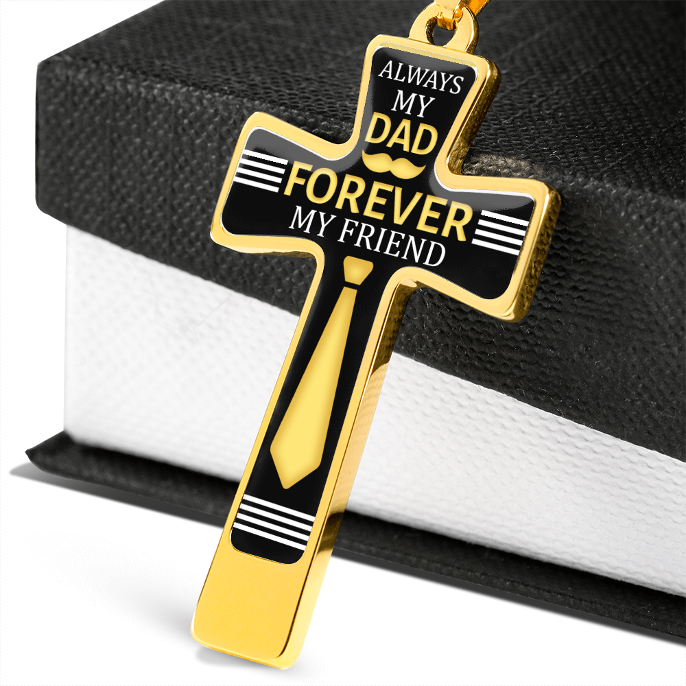 Father's Day Gift Always My Dad - Graphic Cross Necklace-Engravingift
