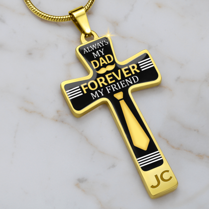 Father's Day Gift Always My Dad - Graphic Cross Necklace-Engravingift