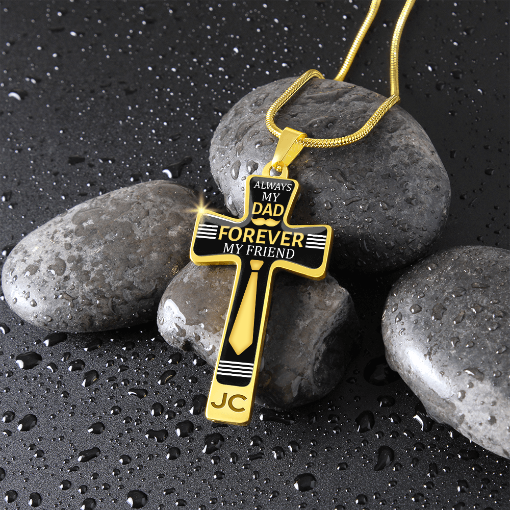 Father's Day Gift Always My Dad - Graphic Cross Necklace-Engravingift
