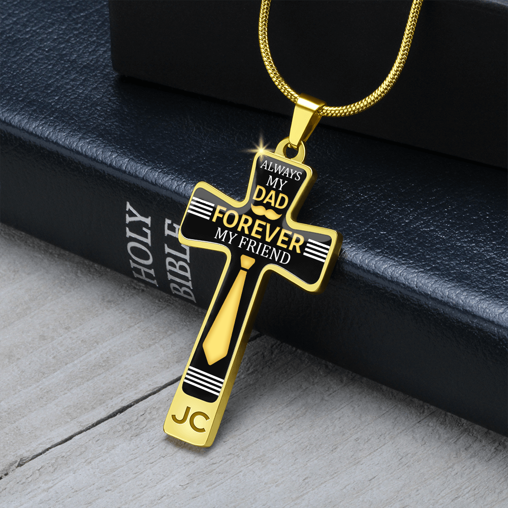 Father's Day Gift Always My Dad - Graphic Cross Necklace-Engravingift