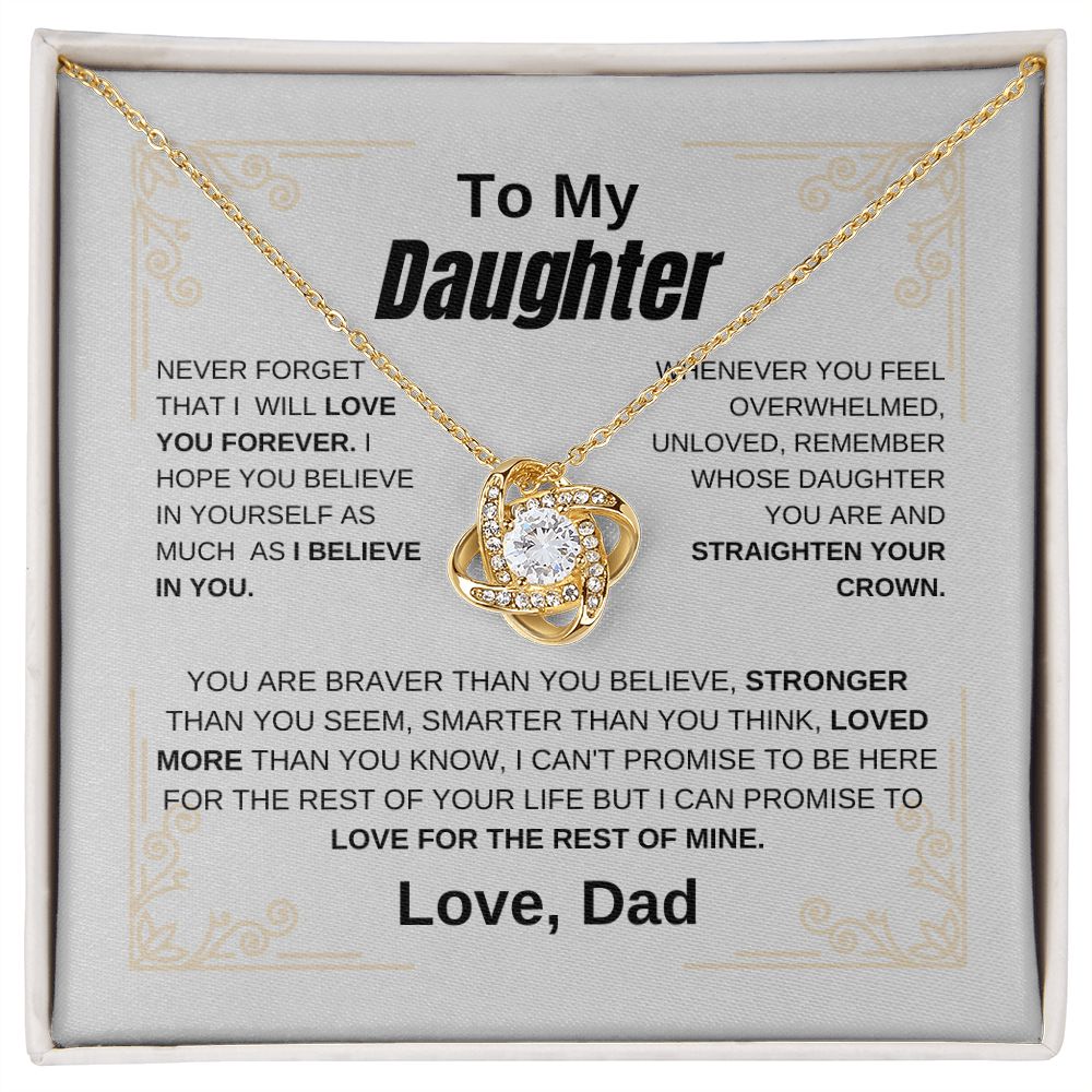 To My Daughter Necklace from Dad Love Knot Pendant Meaningful Gift for Daughter Birthday Christmas Father's Day Jewelry Gift