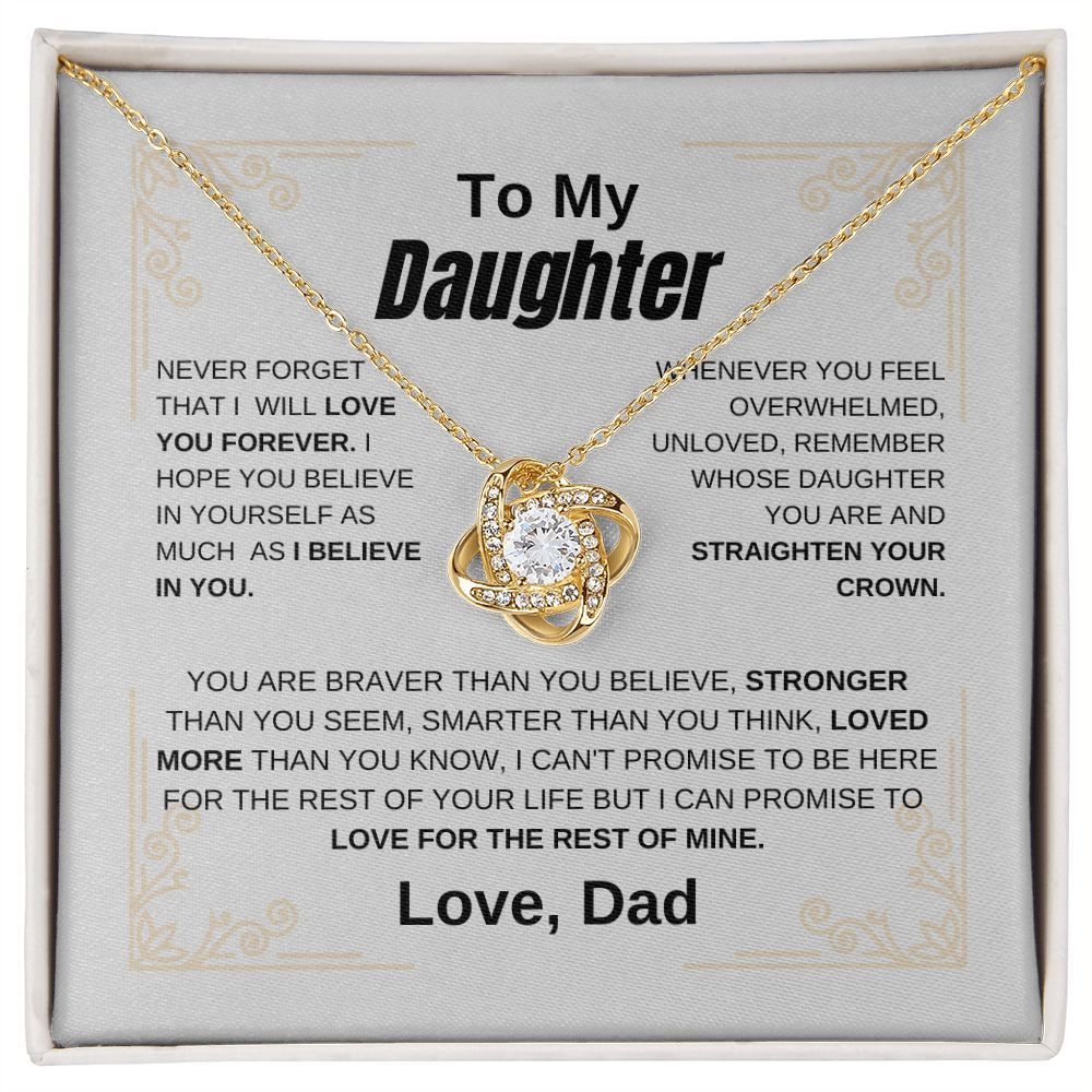 To My Daughter Necklace from Dad Love Knot Pendant Meaningful Gift for Daughter Birthday Christmas Father's Day Jewelry Gift