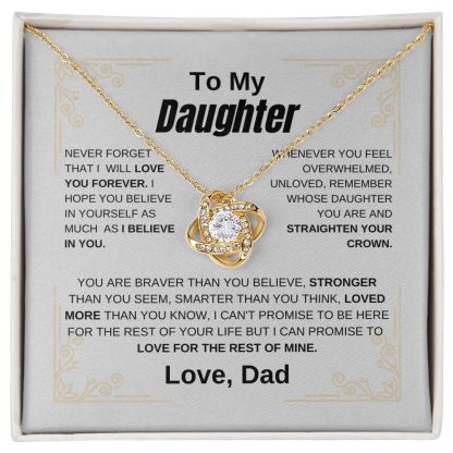 To My Daughter Necklace from Dad Love Knot Pendant Meaningful Gift for Daughter Birthday Christmas Father's Day Jewelry Gift
