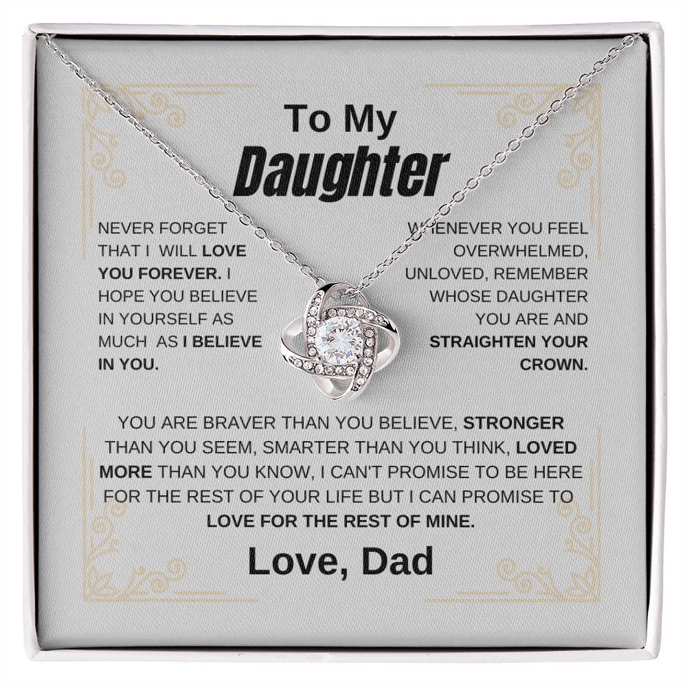 To My Daughter Necklace from Dad Love Knot Pendant Meaningful Gift for Daughter Birthday Christmas Father's Day Jewelry Gift