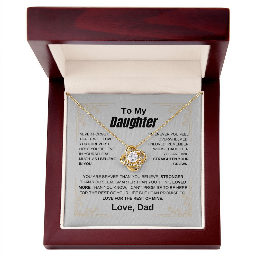 To My Daughter Necklace from Dad Love Knot Pendant Meaningful Gift for Daughter Birthday Christmas Father's Day Jewelry Gift