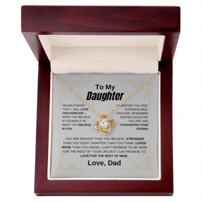 To My Daughter Necklace from Dad Love Knot Pendant Meaningful Gift for Daughter Birthday Christmas Father's Day Jewelry Gift