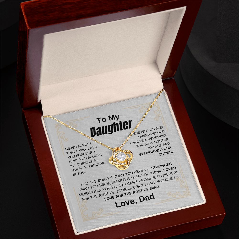 To My Daughter Necklace from Dad Love Knot Pendant Meaningful Gift for Daughter Birthday Christmas Father's Day Jewelry Gift