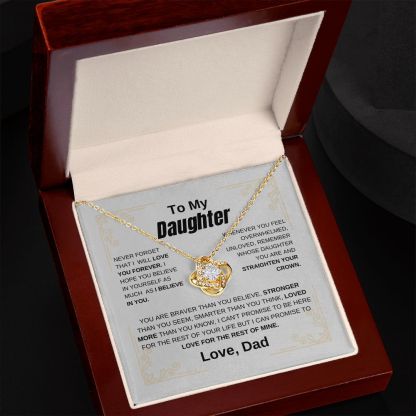 To My Daughter Necklace from Dad Love Knot Pendant Meaningful Gift for Daughter Birthday Christmas Father's Day Jewelry Gift