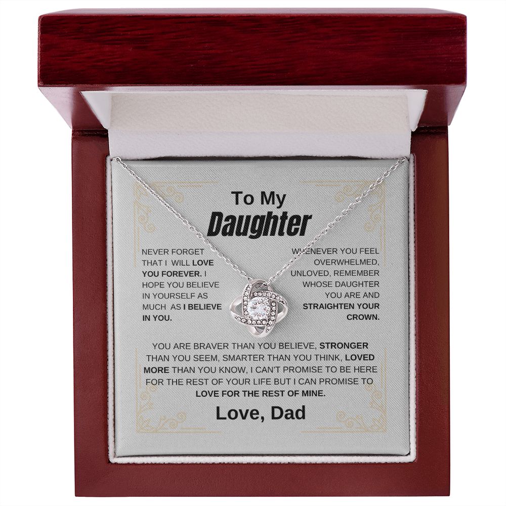 To My Daughter Necklace from Dad Love Knot Pendant Meaningful Gift for Daughter Birthday Christmas Father's Day Jewelry Gift