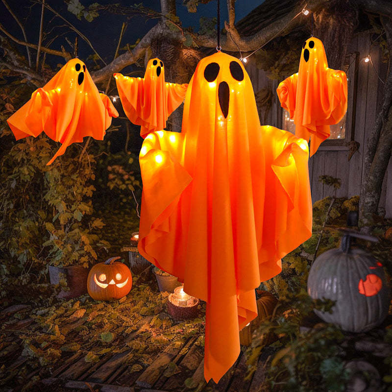 Glowing Halloween Ghost Chandelier with Weatherproof LED Lights