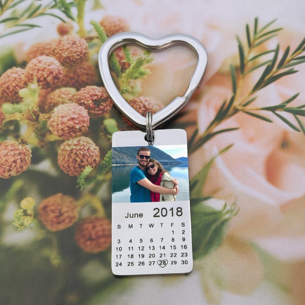 Father's Day Gift Personalized color photo calendar keychain love date gift-Engravingift