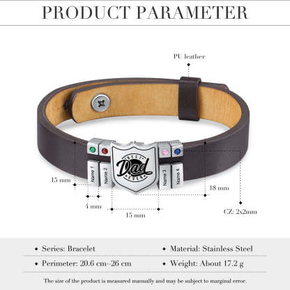 Christmas Gift Men Leather Bracelet Personalized Birthstone and Name Gift